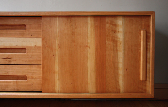 Floating Dining Room Buffet With Glassware Cabinet Midcentury