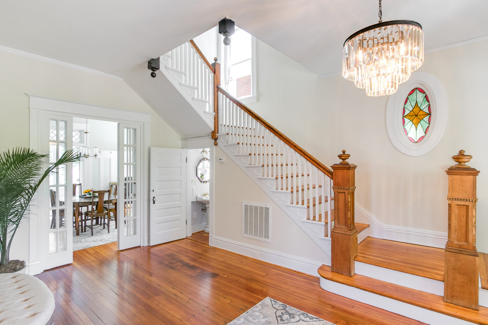 This is an example of a large traditional staircase in Richmond.