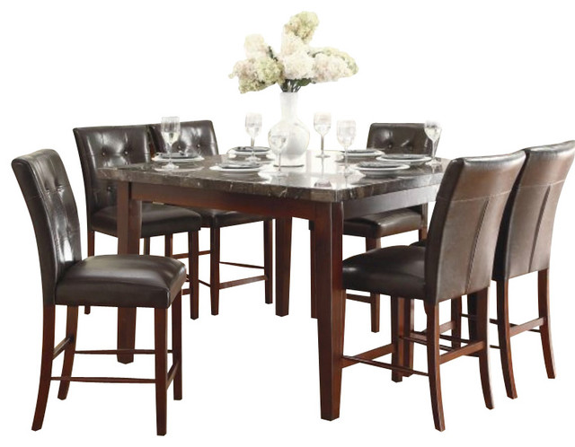 Homelegance Decatur 8-Piece Counter Dining Room Set With Marble Top