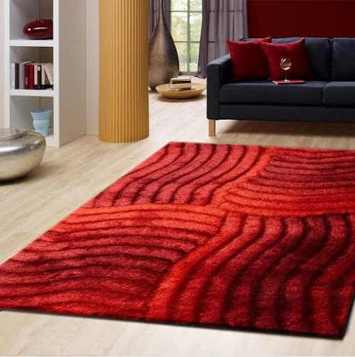 5'x8' 3D Shag Red Living Room Hand-Tufted Area Rug