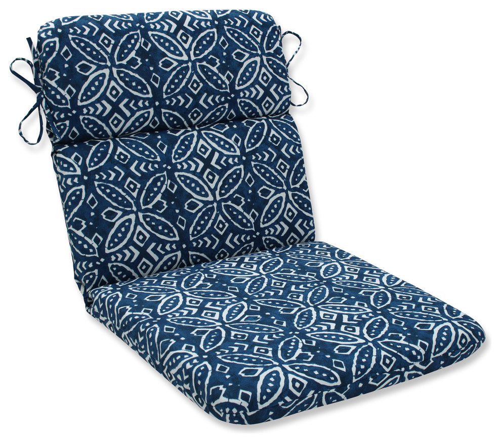 Outdoor/Indoor Merida Indigo Rounded Corners Chair Cushion