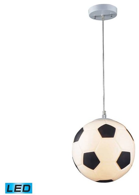 ELK Lighting Novelty 1-Light Soccer Ball LED Pendant, Silver