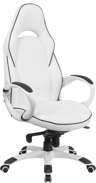 High Back White Vinyl Executive Swivel Office Chair With Black Vinyl Executive Swivel Office Chair