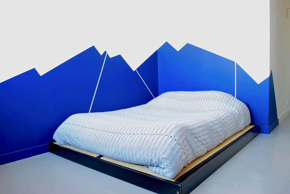 Fresque murale géométrique, tête de lit.