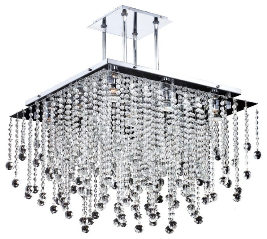 18"w Smooth Crystal Bead Square Pendant Chandelier