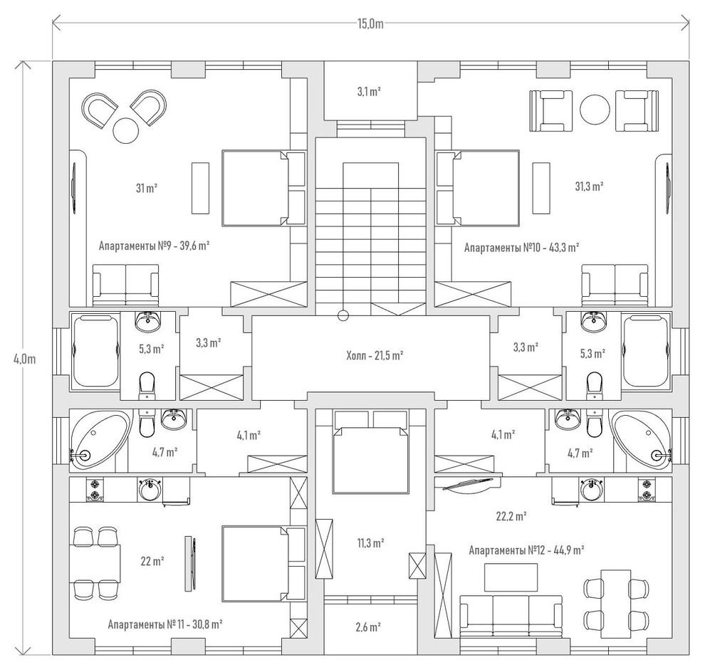 Многоквартирный дом клубного типа 001