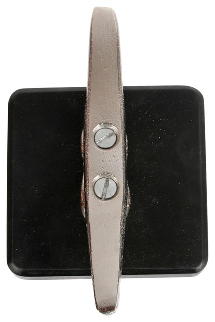 Cast Aluminum Single Boat Cleat Wall Hook Wood Base 6 Inch