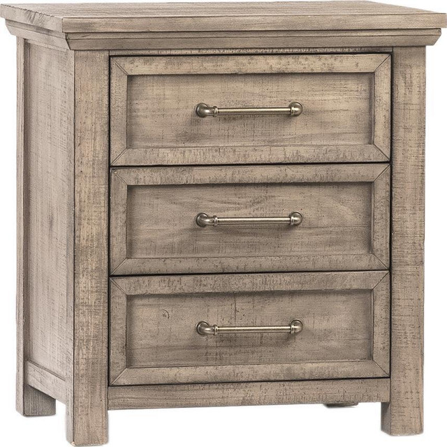 Dovetail Alden Nightstand Water Based Beige Tan Solid Pine Farmhouse Nightstands And Bedside Tables By Euroluxhome