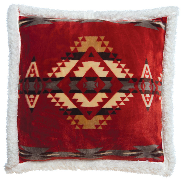 Red Southwestern Extra Plush Sherpa Pillow