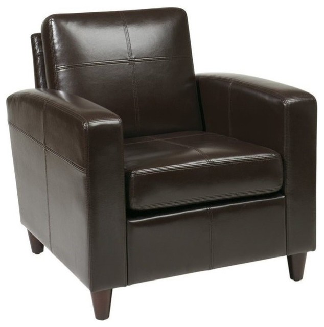 Atlin Designs 18'' Transitional Faux Leather Upholstered Club Chair in Espresso