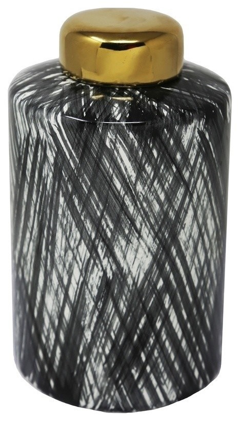 Sagebrook Home Ceramic 9 5 Ginger Jar Black White Contemporary Decorative Jars And Urns By Sagebrook Home