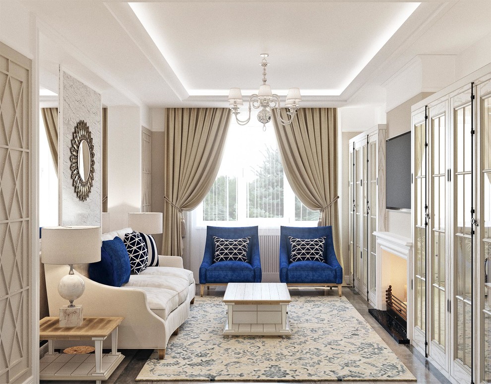 Неоклассический интерьер трехкомнатной квартиры для ЖК Покровский