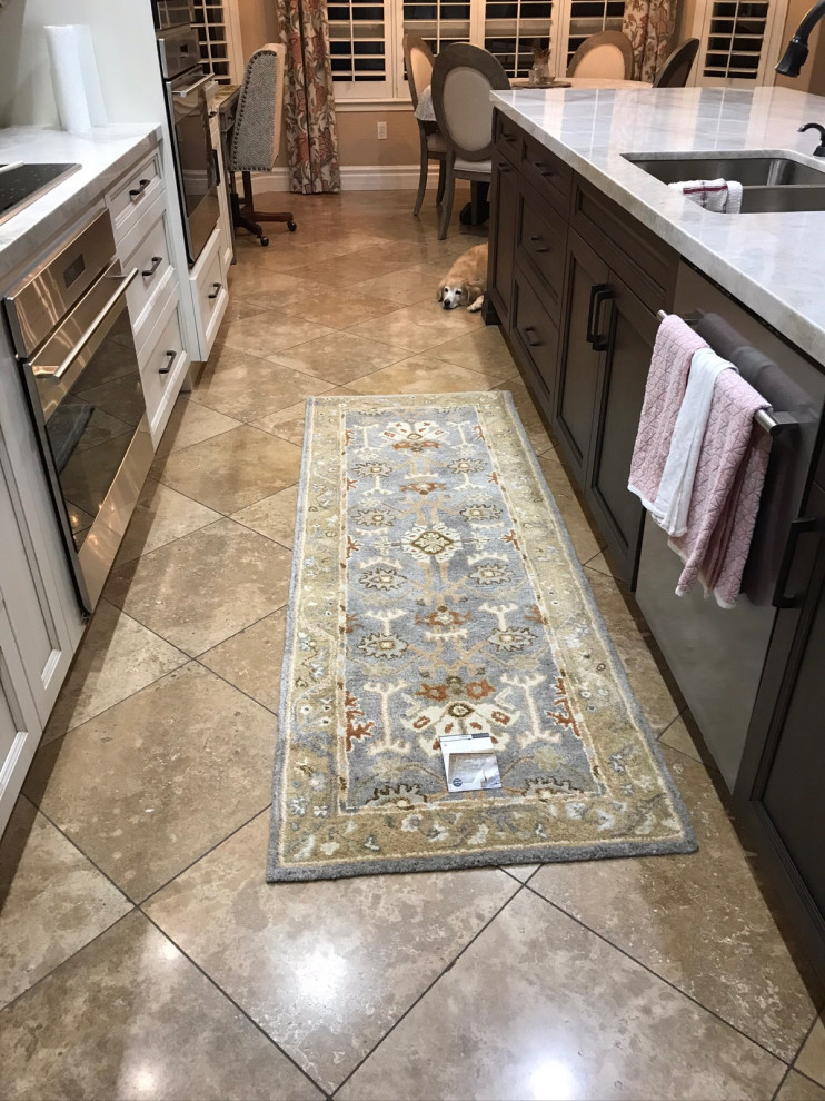 replace travertine with wood?