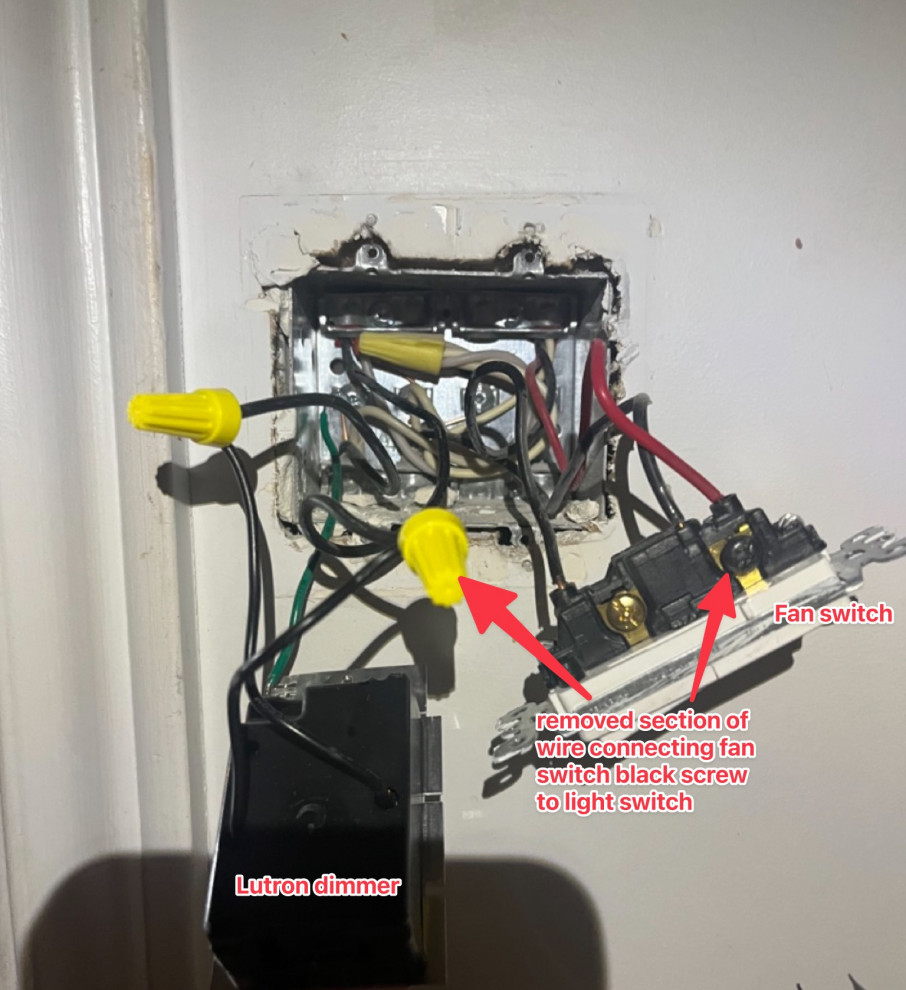 Bathroom fan runs continuously even with its own switch