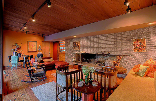 Interior Designer's own home in the woods eclectic-living-room