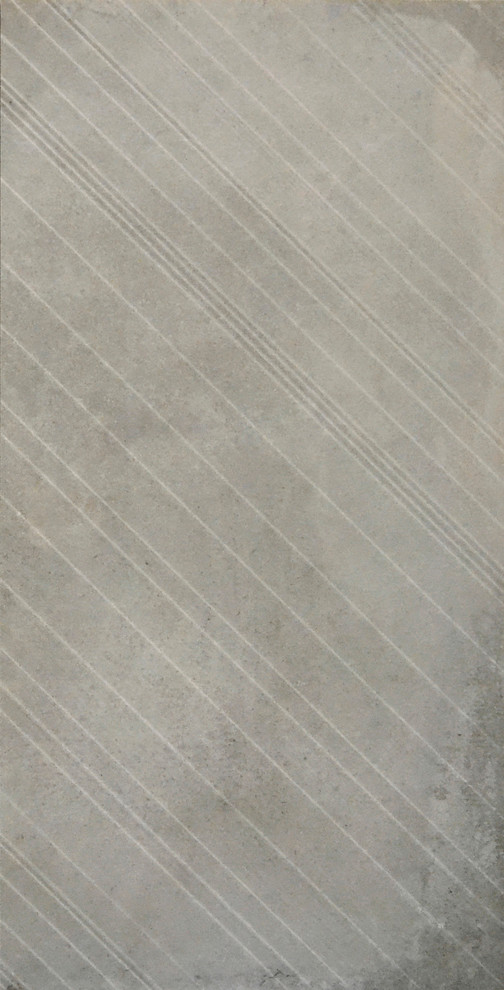 Borigni Gray (left) Diagonal 18"x35" Porcelain Floor Tile, Set of 3