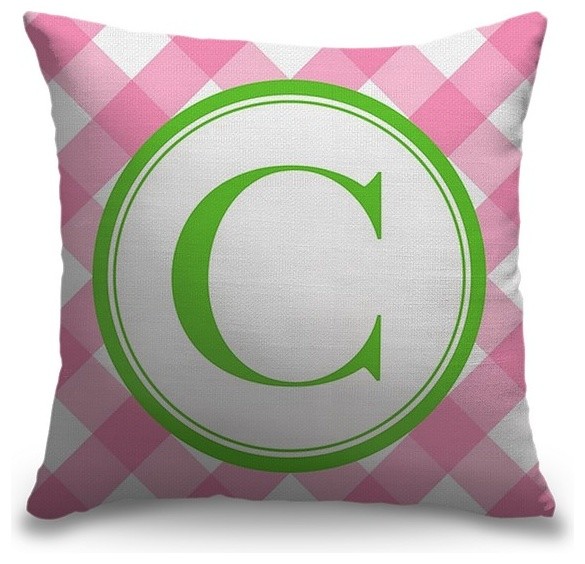 "Letter C - Circle Plaid" Pillow 20"x20"