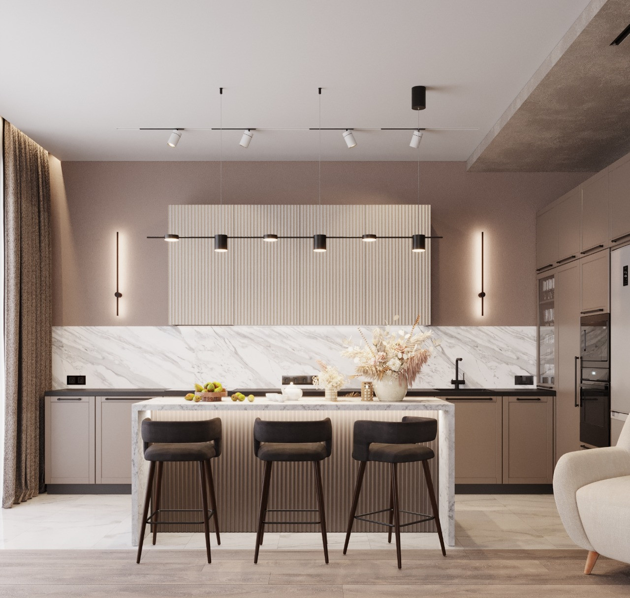 Дизайн кухни-гостиной