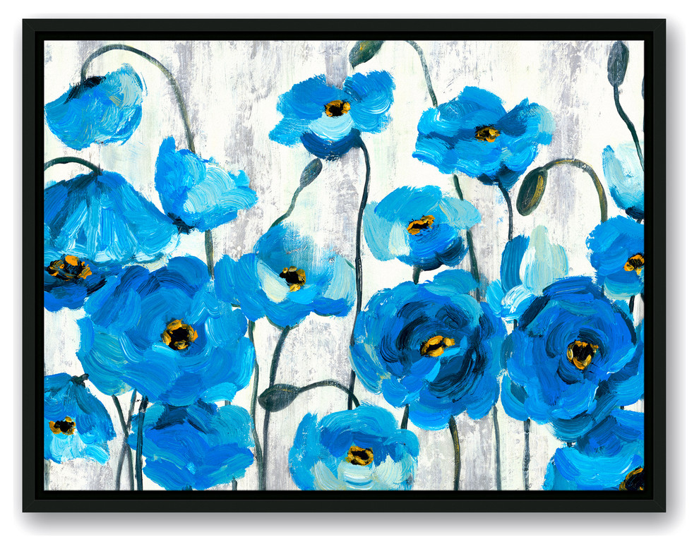 Blue Poppies on White Wall Art Contemporary Prints And Posters by