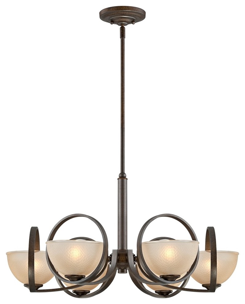 Contemporary Franklin Iron Works Gold Luster 6-Light Chandelier