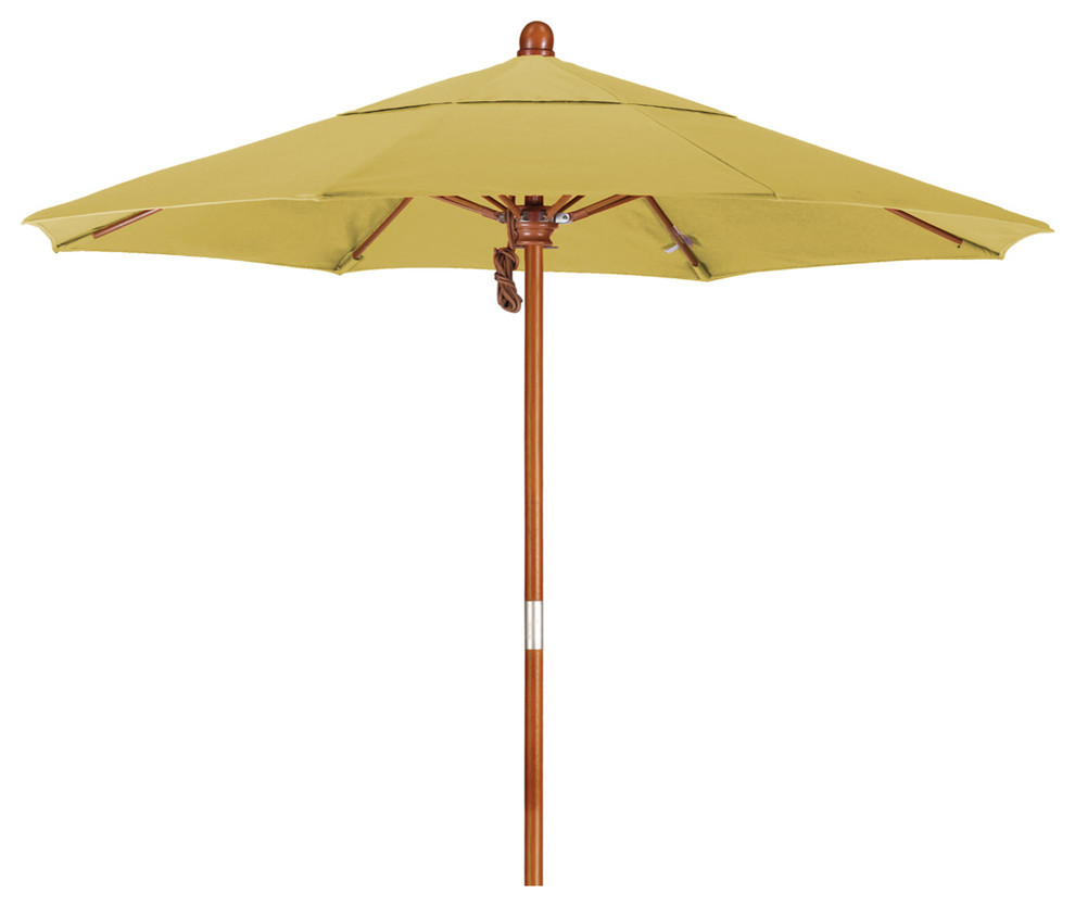 7.5 Foot Sunbrella Fabric Marenti wood market umbrella with pulley