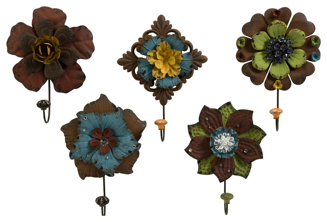 Caldwell Floral Wall Hooks, Set of 5
