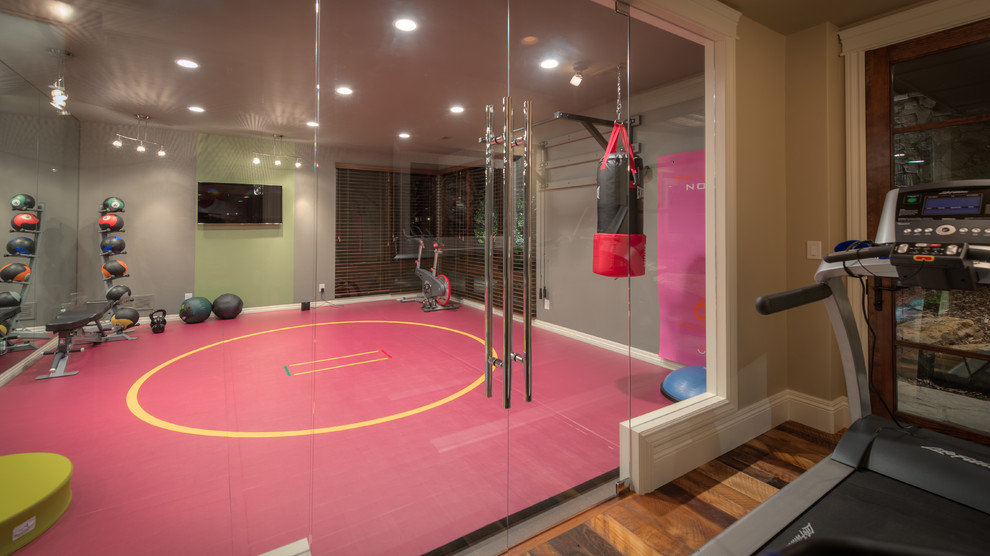 Contemporary home gym in Denver.