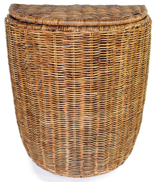 Rattan Half Moon Laundry Basket Contemporary Hampers by Hudson & Vine