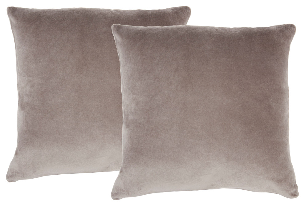 Nourison Life Styles Solid Velvet Pillow Covers, Set Of 2, Taupe