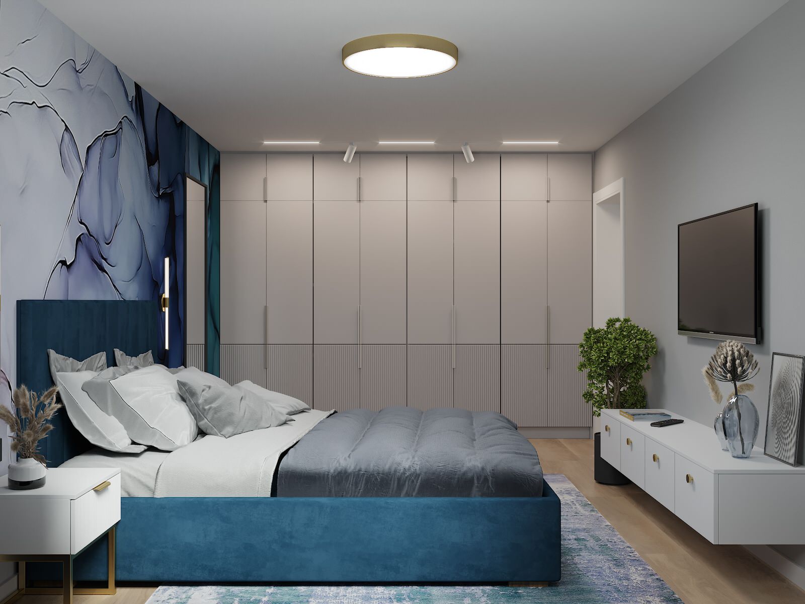 Визуализация дизайн-проекта квартиры 95 м кв, для пары с ребенком