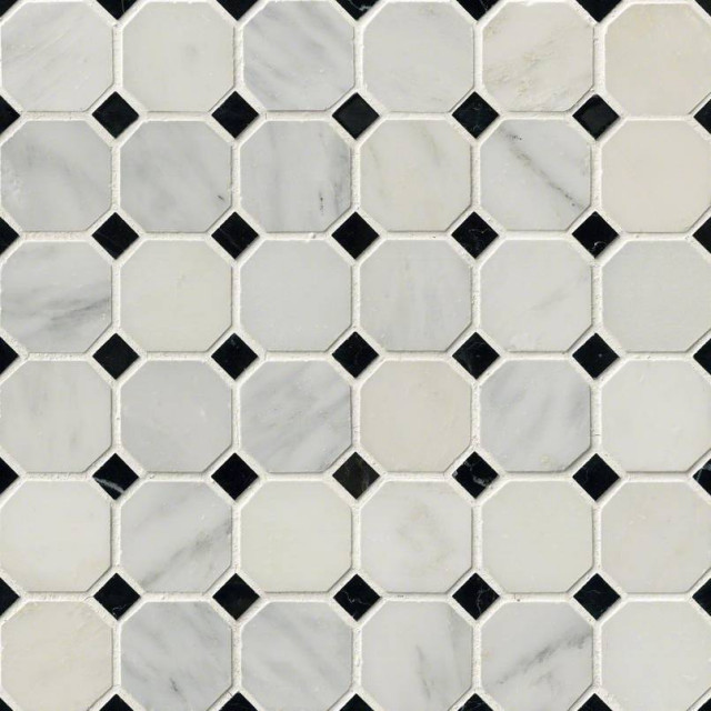 Greecian White 2 Octagon Polished, Marble, - Contemporary - Mosaic Tile