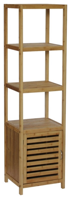 Gallerie Decor Natural Spa 5-Shelf Transitional Bamboo Cabinet in Natural