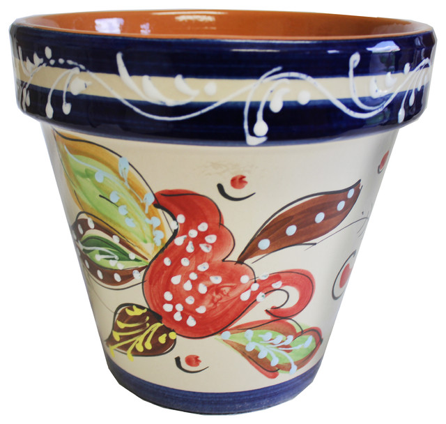Spanish Flower Pot 10.25" D Mediterranean Outdoor Pots And Planters