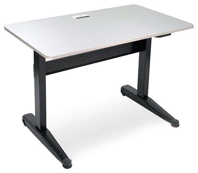 Iceberg Enterprises Pneumatic AdjustableHeight Table, Gray, 47"x27