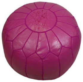Hot Pink Moroccan Leather Pouf