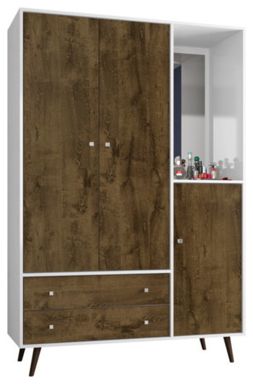 Liberty 47 83 Mid Century Modern Armoire With Mirror White Midcentury Armoires And Wardrobes By Manhattan Comfort Houzz
