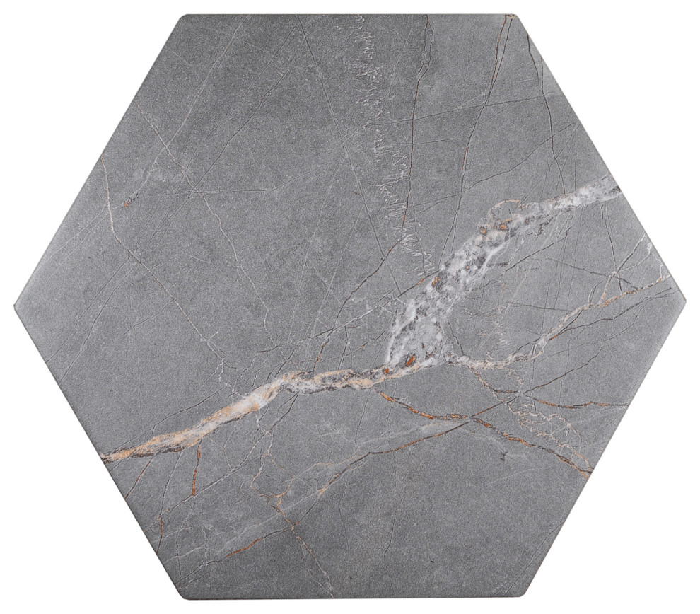 PUDGH8 Pulpis Dark Gray 8x9" Hexagon Porcelain Wall/Floor Tile