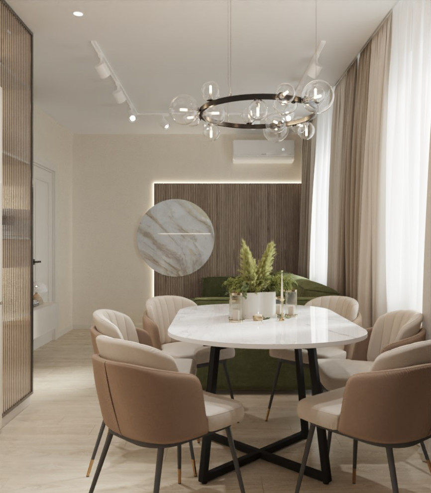 Двухкомнатная квартира с зеленым акцентом.