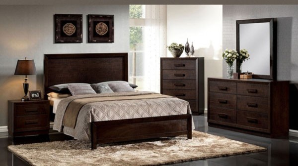 Acme Furniture - Ishanan Dark Merlot 5 Piece King Bedroom Set - 21484CK-5Set