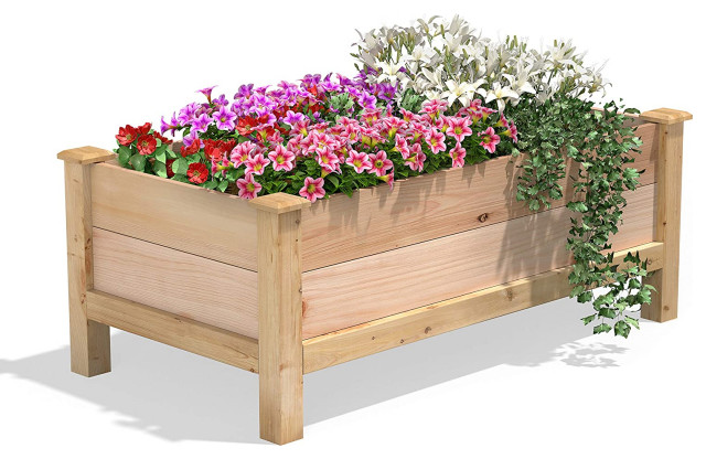 Raised Garden Bed Planter Premium Cedar Construction Untreated Farmhouse Outdoor Pots And Planters By Decor Love Houzz