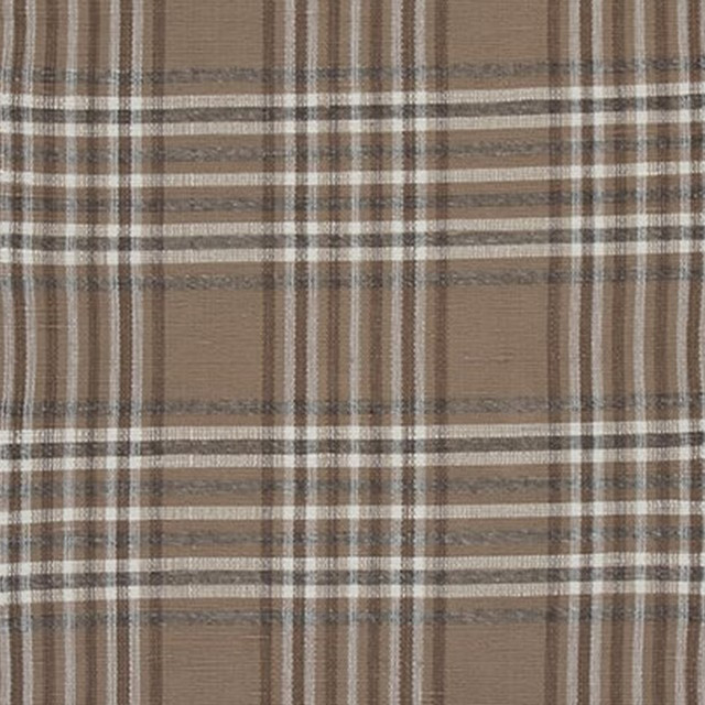 Flat Woven Fabric Rug with Stripes and Plaids Pattern, Medium, Brown