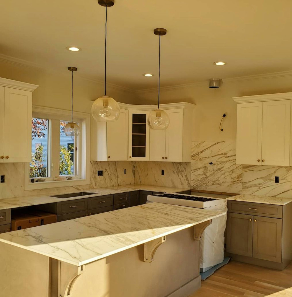 Carrara Marble Backsplash & Countertops