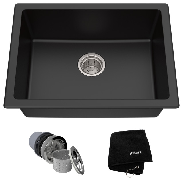 Kraus 24 Drop In Undermount Granite Kitchen Sink Black Accessories Modern Sinks By Buildcom - Kraus Forteza Sink Accessories Kraus 24 Drop In Undermount Granite Kitchen Sink Black Accessories Modern Sinks By Buildcom - Kraus Forteza Sink Accessories