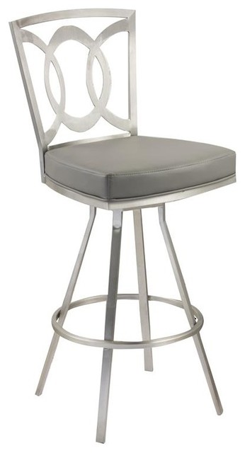 Drake 26 Contemporary Swivel Barstool Gray And Stainless Steel
