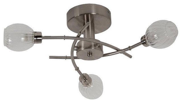 Regal 3-Way Semi Flush Ceiling Light, Satin Nickel