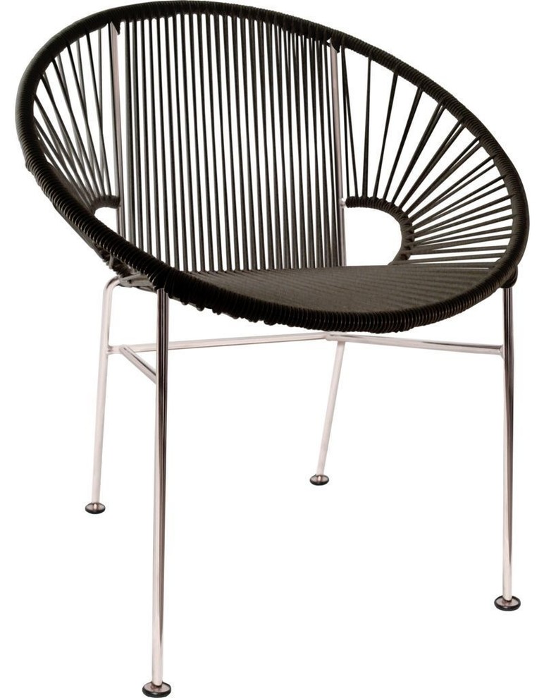 Innit Designs Concha Chair, Chrome Base, Black