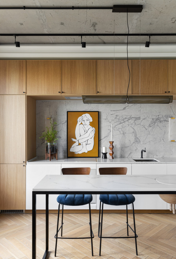 Inspiration for a contemporary kitchen in Moscow.