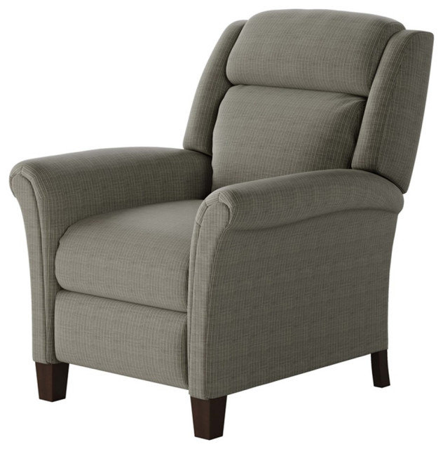 Southern Motion Pow Wow 34" Push Back HiLeg Fabric Recliner in Gray