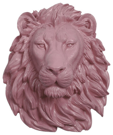 Faux Lion Head Wall Mount Sculpture Lilac Faux Lion Head Wall Mount Sculpture Lilac
