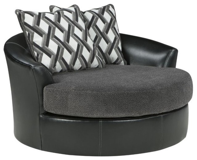 Kumasi Oversized Swivel Accent Chair, Smoke 3220221
